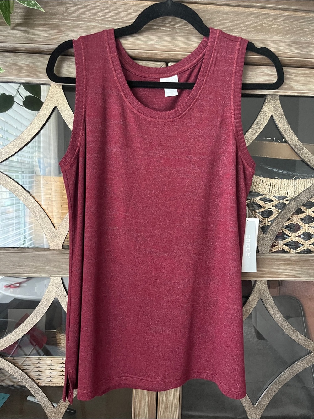 Chico's Sleeveless Knit Tank in Wine Red